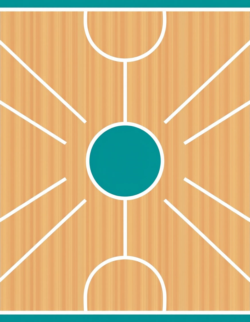 Wood Court Teal Circle Lines Rug