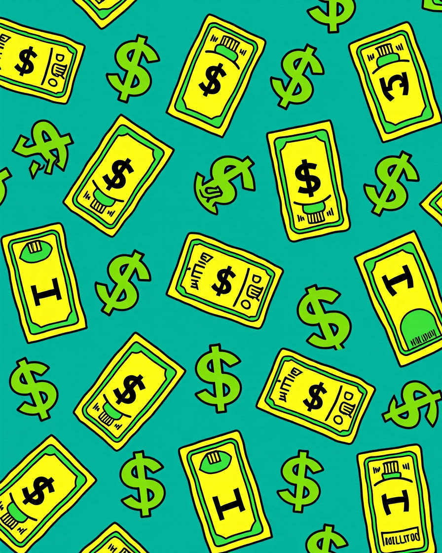 Green Yellow Money Dollar Bills Rug