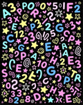 Sweet Pastel Alphabet Numbers Stars Rug
