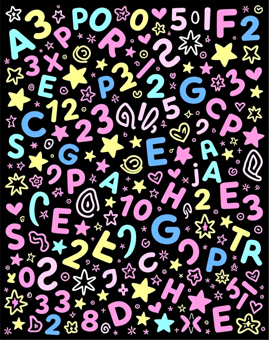 Sweet Pastel Alphabet Numbers Stars Rug