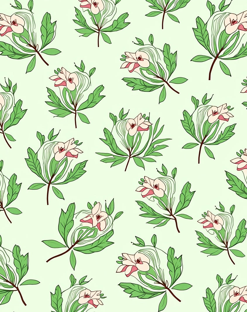 Blush Pink Green Branch Floral Rug