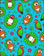 Whimsical Red Green Toucan Jungle Rug
