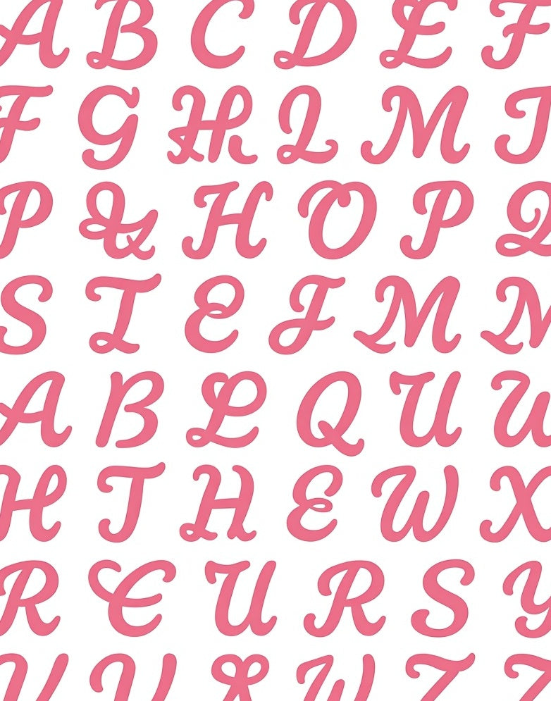 Pink Script Alphabet Repeat Rug