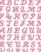 Pink Script Alphabet Repeat Rug