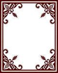 Deep Crimson Floral Border Accent Rug