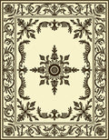 Elegant Dark Brown Floral Frame Rug