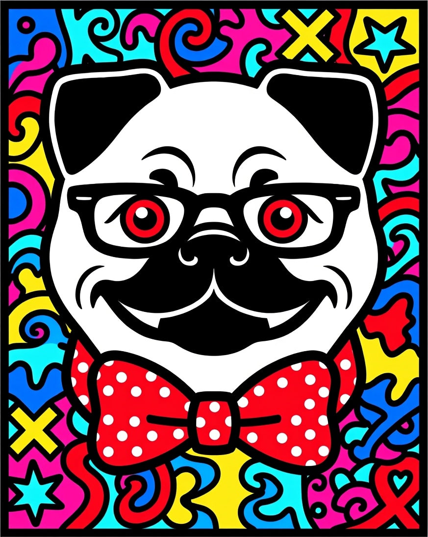 Dapper Pug Red Polka Dot Bowtie Rug