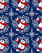 Charming Snowman Snowflake Navy Rug