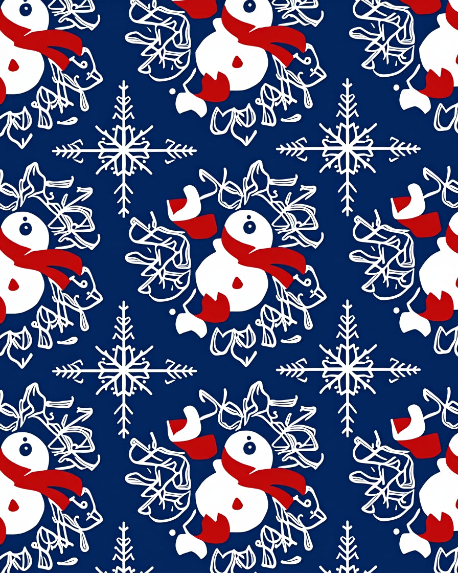 Charming Snowman Snowflake Navy Rug