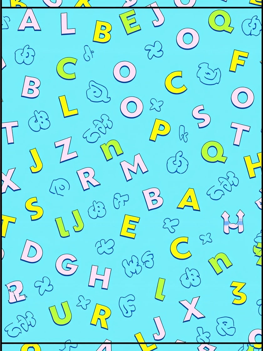 Playful Alphabet Animals Aqua Rug
