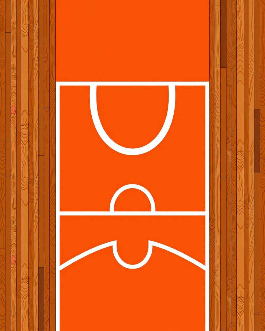 Orange Court Wood Border Rug