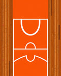 Orange Court Wood Border Rug