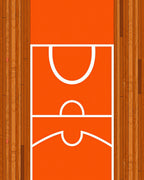 Orange Court Wood Border Rug