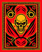 Fiery Skull With Spears And Border Rug