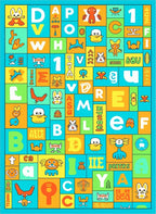 Cheerful Alphabet Creatures Color Blocks Rug
