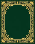 Golden Emerald Flourish Ornament Frame Rug