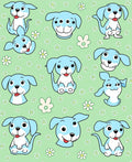Cute Blue Puppy Flower Meadow Rug