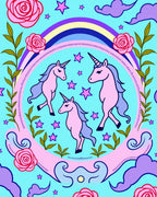 Whimsical Pink Unicorn Rainbow Cloud Rug