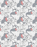 Gray Pink Cat Swirl Abstract Rug