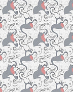 Gray Pink Cat Swirl Abstract Rug