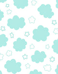 Whimsical Sky Blue Cloud Star Pattern Rug