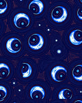 Midnight Blue Crescent Swirl Rings Rug