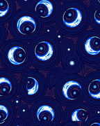 Midnight Blue Crescent Swirl Rings Rug