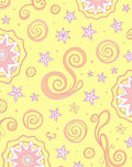 Whimsical Yellow Star Swirl Medallion Rug