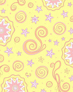 Whimsical Yellow Star Swirl Medallion Rug