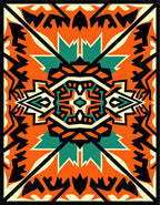Bold Orange Tribal Geometric Rug