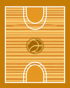 Golden Basketball Court Wood Grain Rug