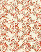Crimson Art Nouveau Swirl Arrangement Rug