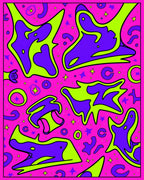 Vibrant Pink Purple Green Abstract Shapes Rug