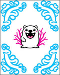 Cute White Blob Coral Border Rug