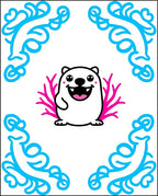 Cute White Blob Coral Border Rug