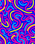 Vibrant Blue Pink Yellow Swirl Rug