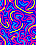 Vibrant Blue Pink Yellow Swirl Rug