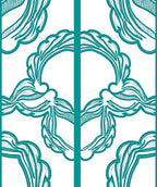 Teal Organic Scrollwork Repeating Pattern Rug