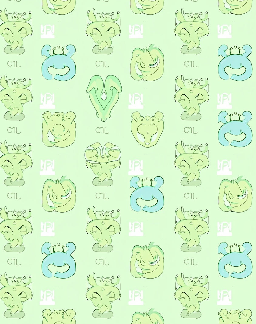 Whimsical Green Creature Repeat Rug