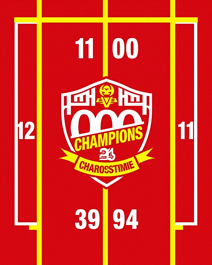 Bold Red Champions Scoreboard Graphic Rug