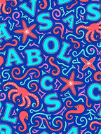 Aquatic Alphabet Medley Turquoise Coral Rug
