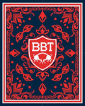 Red Fiery Bulls Emblem Navy Rug