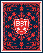 Red Fiery Bulls Emblem Navy Rug