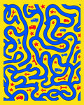 Bright Yellow Blue Car Maze Rug