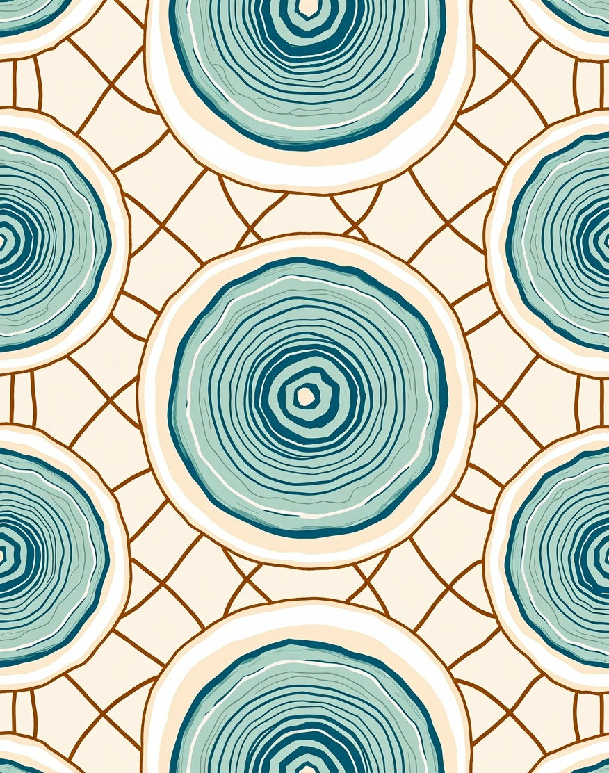 Teal Wood Slice Overlay Rug