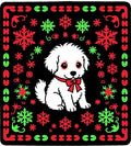 Cute White Puppy Snowflake Holiday Rug