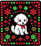 Cute White Puppy Snowflake Holiday Rug