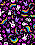 Vibrant Rainbow Bunny Stars Night Rug