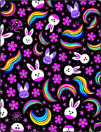 Vibrant Rainbow Bunny Stars Night Rug