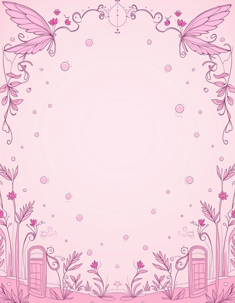 Whimsical Pink Fairy Wings Garden Border Rug